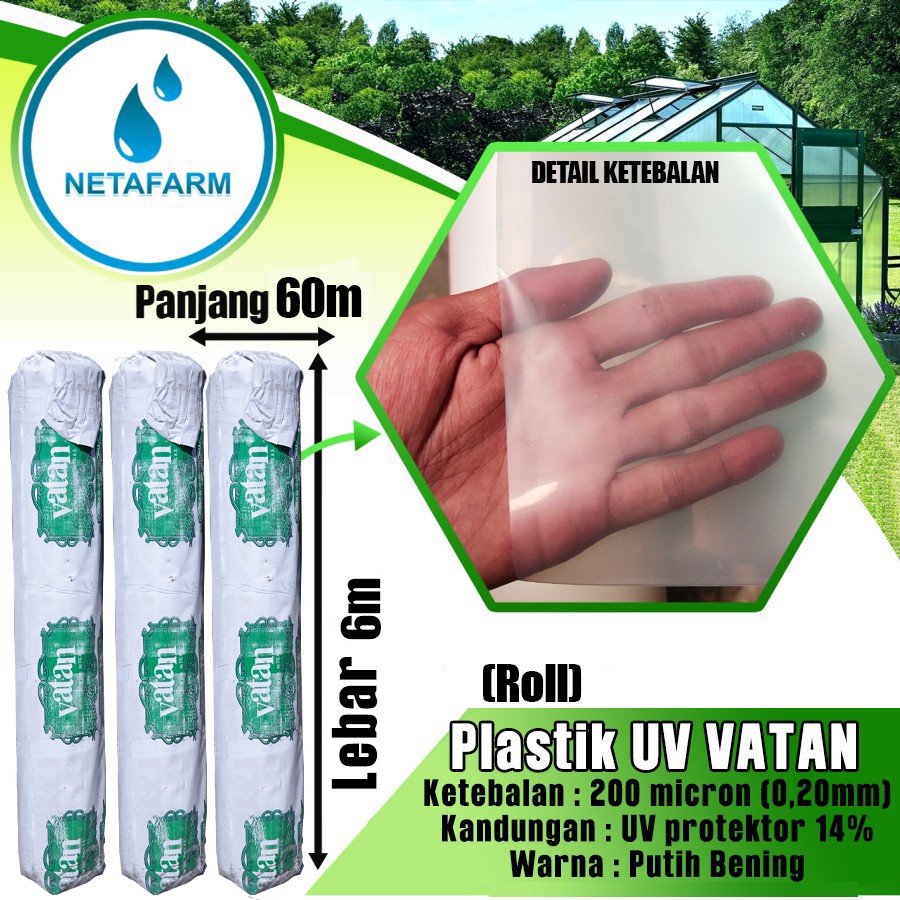 Plastik UV VATAN TURKEY 14% 200mc GreenHouse 6mx60m - 1 Roll