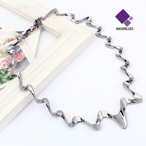 Kalung Choker Rantai Model Gelombang Gaya Korea Untuk Wanita