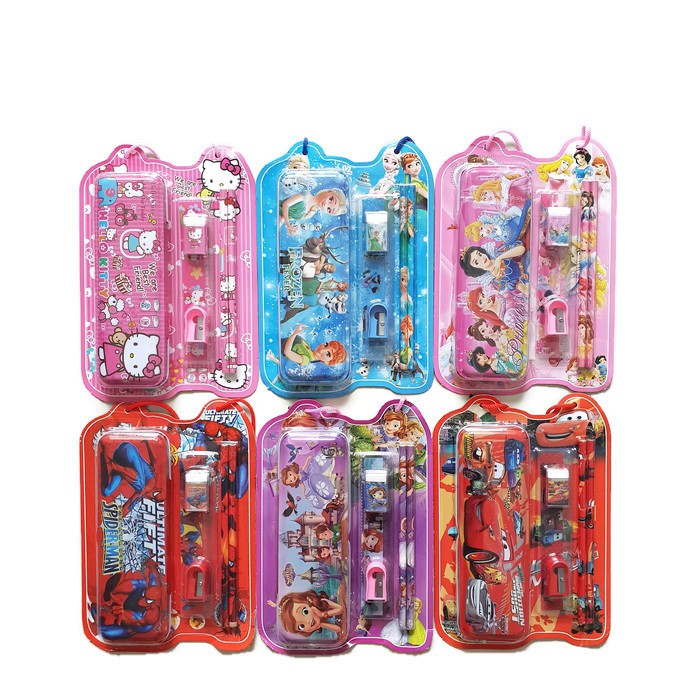

Promo Stationery set / Alat tulis set / Paket alat tulis / Stationery set Karakter/Princes/Frozen/Hello Kitty/Sofia/Spiderman