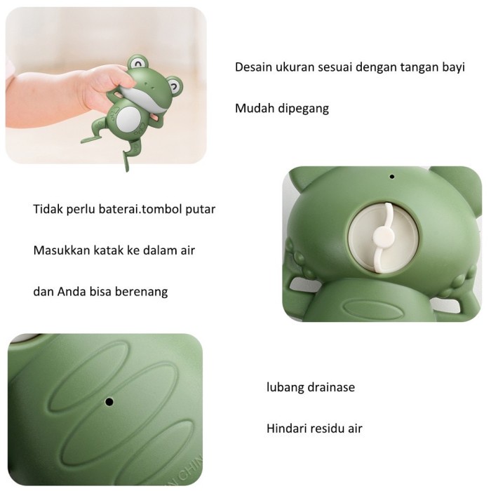 Mainan Mandi Anak Bayi Kodok Katak Berenang Dalam Air Baby Bath Toy Mainan bisa berenang diputar Mainan Putar untuk anak Bayi tanpa baterai aman berkualitas