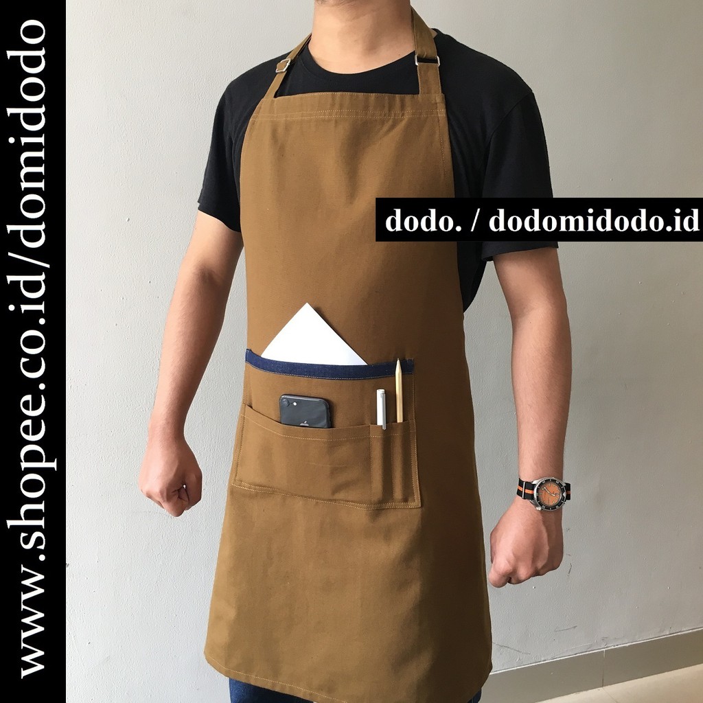 Celemek Apron Barista Masak Chef Barbershop Custom - Premium Murah