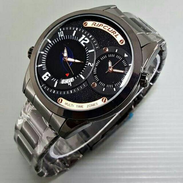 JAM TANGAN PRIA/COWOK RIPCURL DUAL TIME RANTAI KW SUPER TERBARU ANTI AIR ELEGANT HARGA BERSAHABAT...