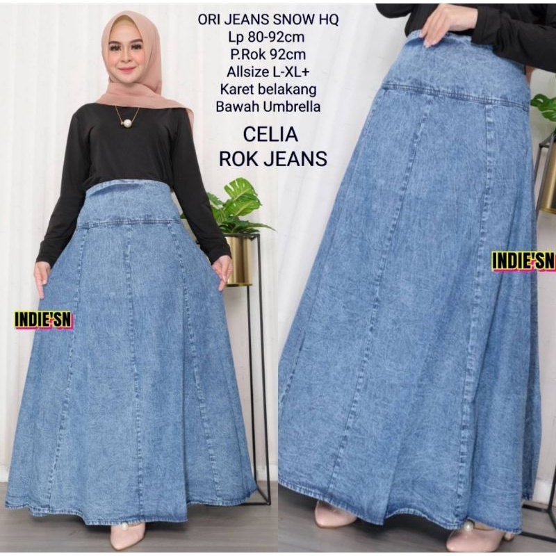 ROK JEANS PANJANG WANITA MODEL BARU BAWAHAN PEREMPUAN KEKINIAN  WANITA DEWASA  JEANS TERMURAH TERBAR