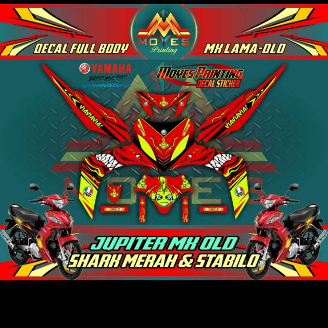 Stiker motor fullbody jupiter mx stiker striping jupe mx old decal jupiter shark merah keren