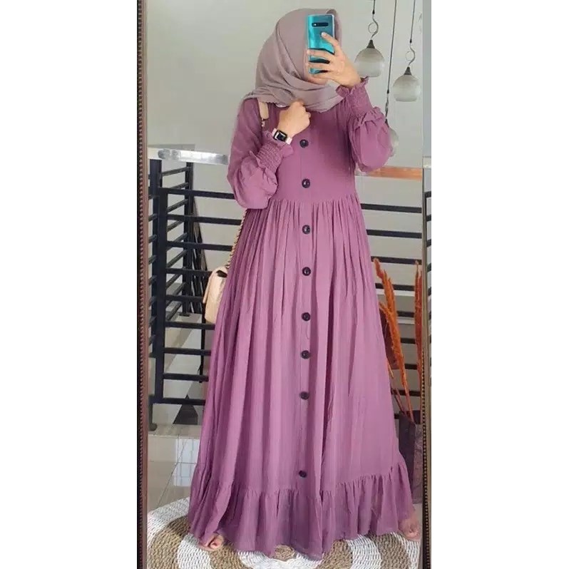 Plain Dress / Size M L XL XXL Maxi Dress Bisa COD Gamis Jumbo  Busui Wanita AL-Lavender