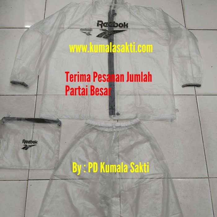 Baju Sauna Suit Olahraga Reebok Putih-Rainsol Running-Jaket Sauna Suit