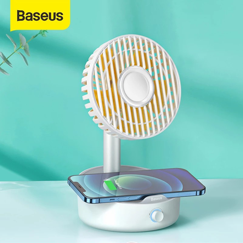 BASEUS KIPAS ANGIN MEJA PORTABLE SUPPORT 10W WIRELESS CHARGER IPHONE12