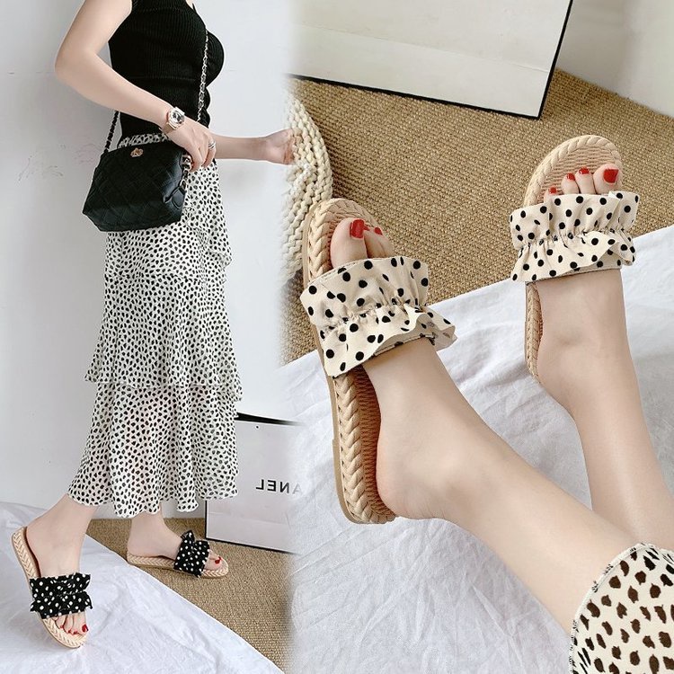 Grosir - S963 Sandal Model Bintik Bintik / Sandal Fashion / Sandal Garis Polkadot / Sandal Slop Wanita