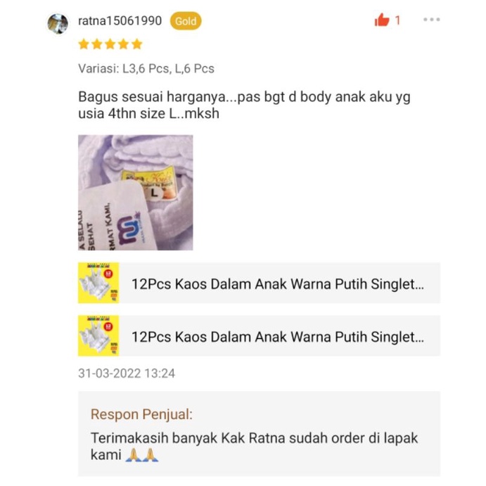 Kaos Dalam Anak Pria Wanita Putih Singlet Kiki Murah