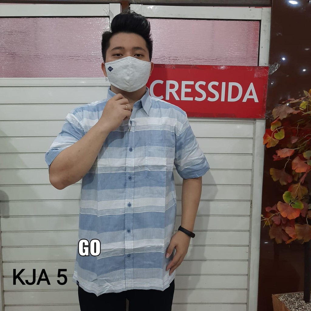 gos KJA CRESSIDA KEMEJA PRIA JUMBO Kemeja Casual Pakaian Pria Lengan Pendek