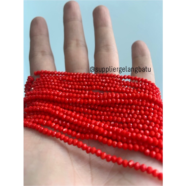 Crystal Ceko Doft 2mm merah cabe terang bead manik donat rondelle acc