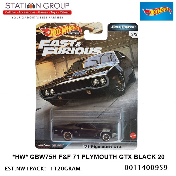 HOT WHEELS HW GBW75H F&F 71 PLYMOUTH GTX BLACK 20 - DIECAST