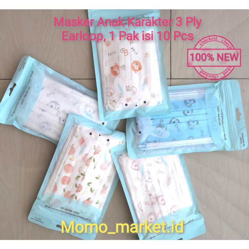 Masker Anak Earloop 3 Ply isi 10 Pcs