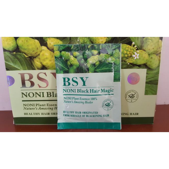 BSY NONI BLACK HAIR MAGIC PER SACHET SHAMPO MENGKUDU ORIGINAL SHAMPO(SEMIR RAMBUT) PENGHILANG UBAN