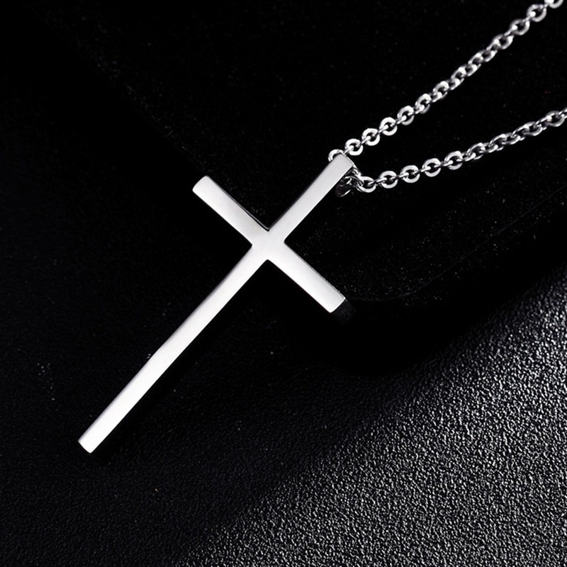 Titanium Steel Cross Pendant Necklace for Men Women Minimalist Jewelry Male Female Prayer Necklaces