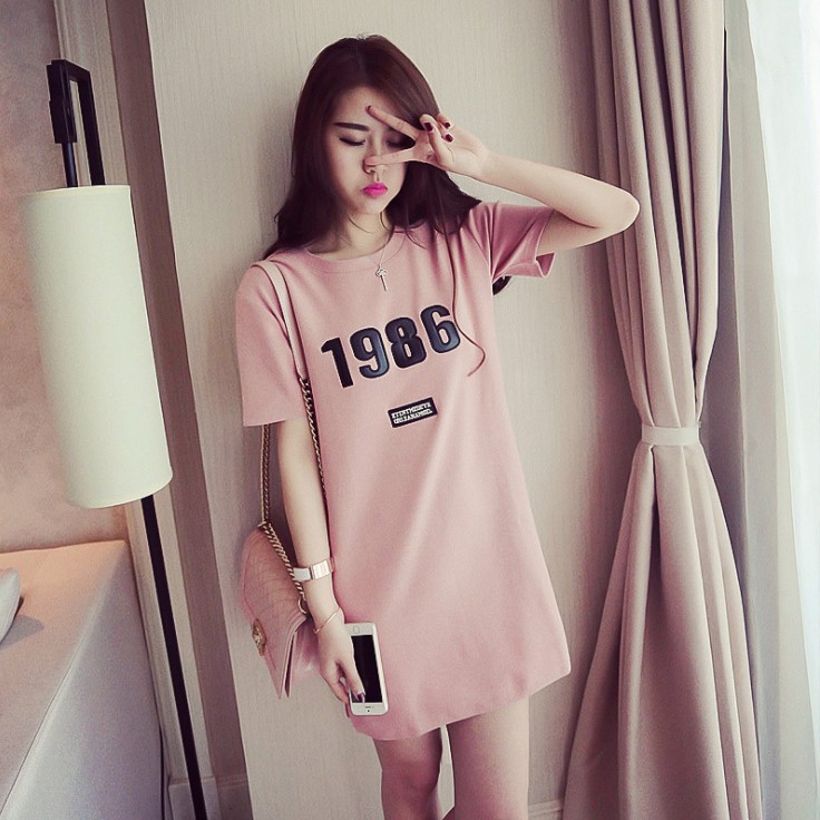 Rok Casual Lengan Pendek Leher Bulat Dress Simple T-Shirt Longgar Cantik Kualitas Bagus Premium