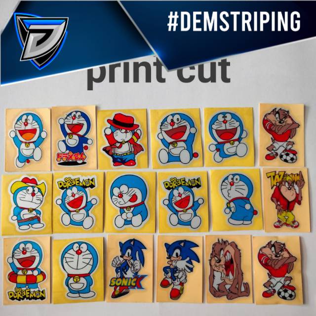 Stiker print cutting Doraemon Sonic taz mania taz-mania keropi  terbaik termurah