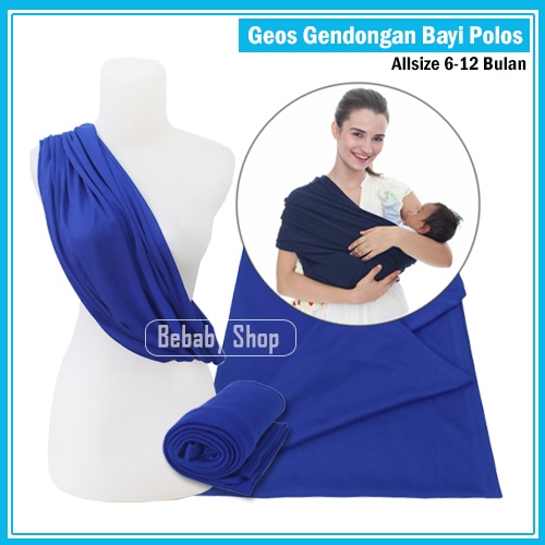 Geos Gendongan Bayi Polos Warna Abu-abu Gendongan Kaos Instan Sling Bayi Allsize 6-12 Bulan