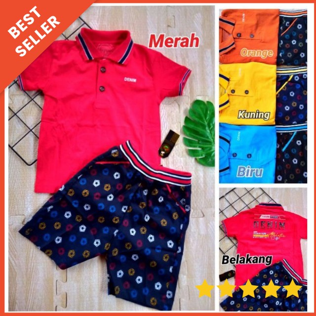 SETELAN ANAK COWOK GUGO KERAH USIA 1-3 TAHUN SIZE 1-3 / SETELAN GUGO KIDS KERAH CELANA KATUN