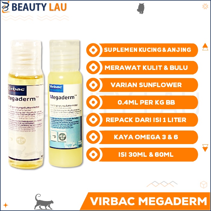 MEGADERM VIRBAC REPACK 30ML 60ML SUPPLEMEN SUPLEMEN VITAMIN BULU KULIT KUCING ANJING