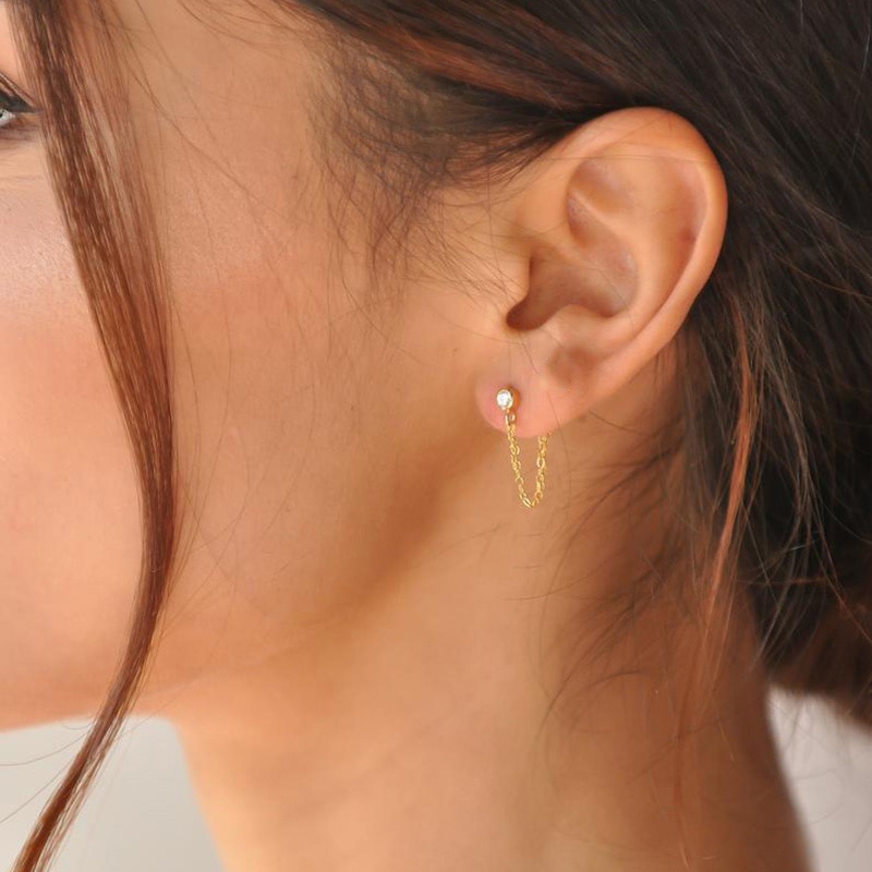 Anting Juntai Bahan Stainless Steel Gaya Boho Korea Untuk Wanita