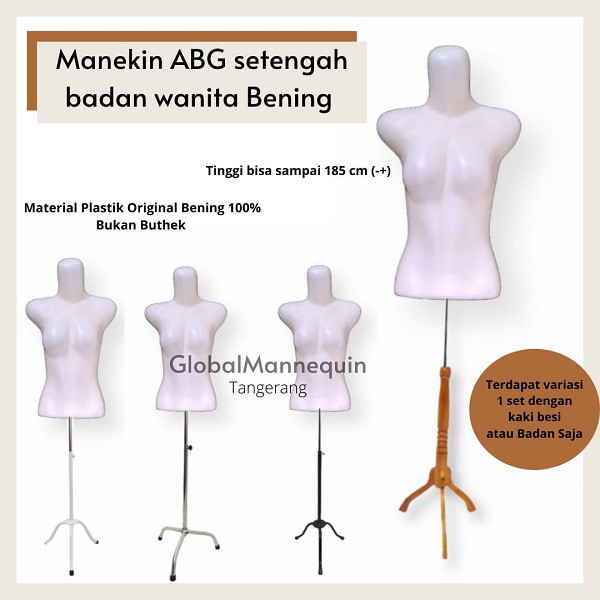 Manekin Patung Baju | Manekin Setengah Badan Baju Wanita - Material Plastik Bening