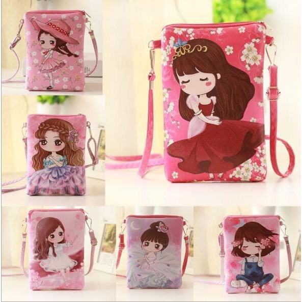 Fashion Bags TAS Handphone Smartphone Tipe A Fashion Cartoon Girl