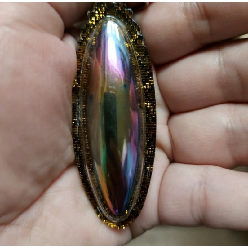 Emerald Leklai Rainbow 7 Warna Bentuk Torpedo alami Thai Amulet