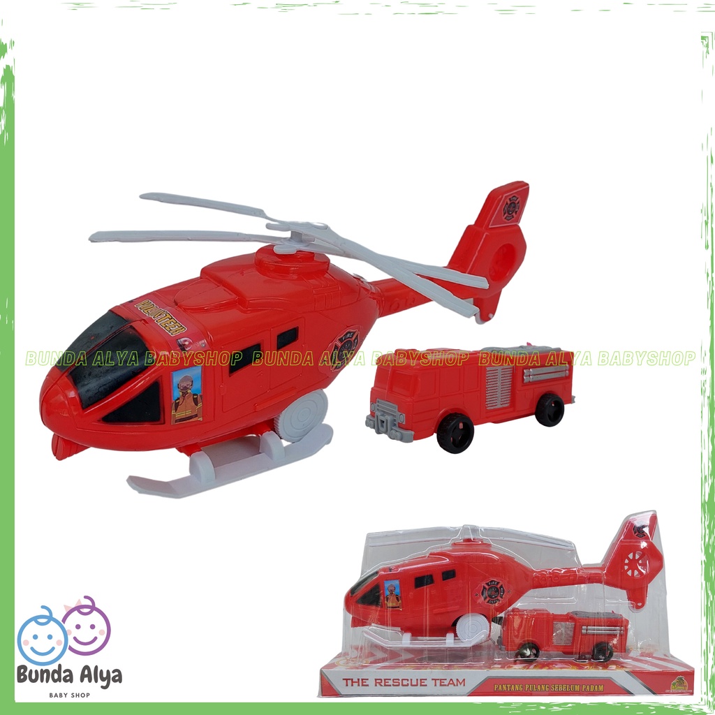 Mainan Anak Helikopter The Rescue Team - Mainan Helikopter Pemadam Kebakaran Tarik Jalan SNI - Mainan Anak Laki