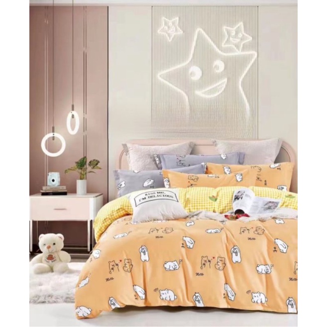 JC01 HELLO BEAR Bahan Kain Sprei Meteran Katun Jepang Asli Import Motif Anak