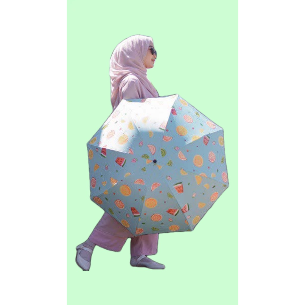 Umbrella Payung Lipat Otomatis Anti Uv Protection Motif Karakter Buah Cantik Unik Ke31