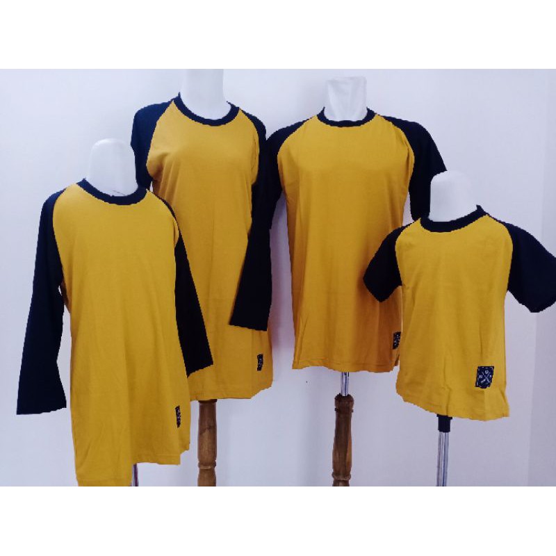 Kaos Reglan Polos Muslimah MUSTARD-HITAM Lengan Panjang Katun Combed untuk Santai atau Sehari-harimu