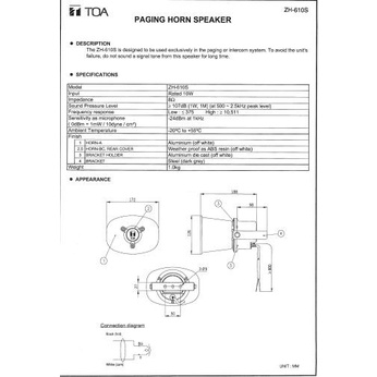 SPEAKER PAGING HORN PENGERAS SUARA 10W 10 WATT TOA ZH-610S