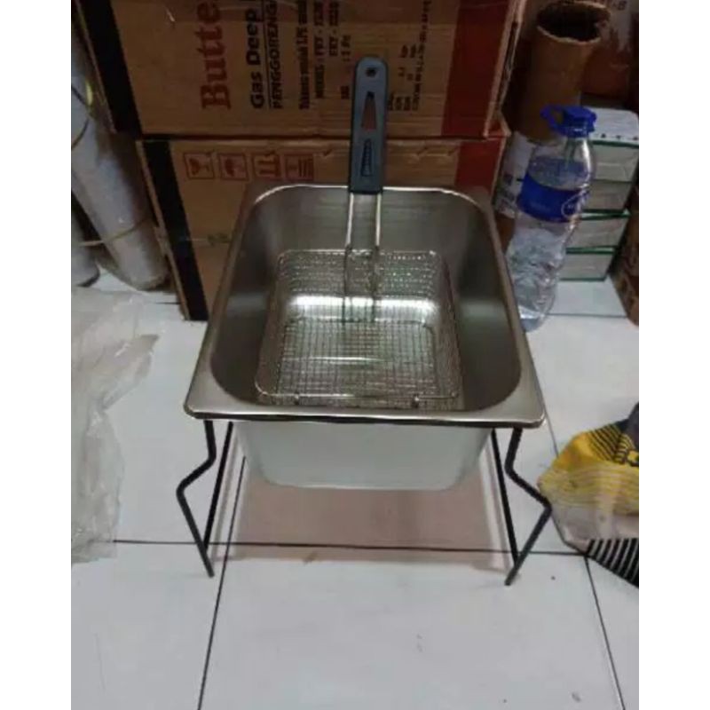 Promo Wajan kotak penggorengan kentang, dan sosis, saringan, stand, tahan karat