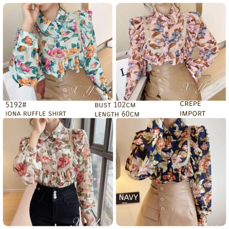 MDLV ~ 5192# Lona Ruffle Shirt Blouse Korea Atasan Blouse Premium Import Fashion Import