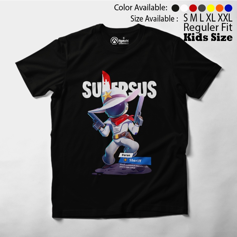 Baju Kaos Atasan Anak Laki Laki Gamers Supersus Peran Sherrif Impostor