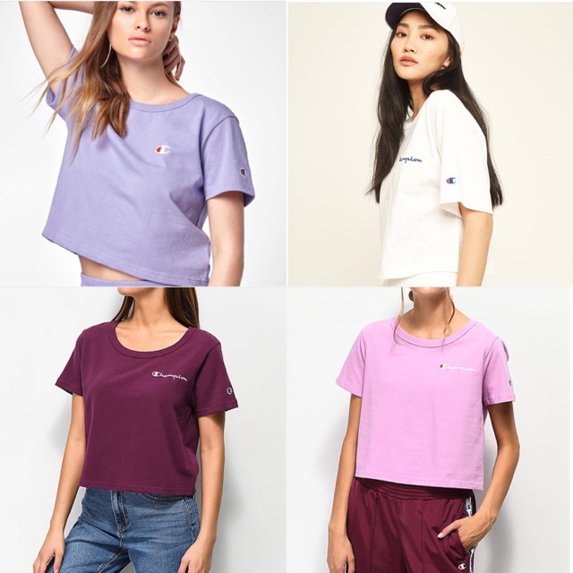 champion exaggerated sleeve womens crop tee