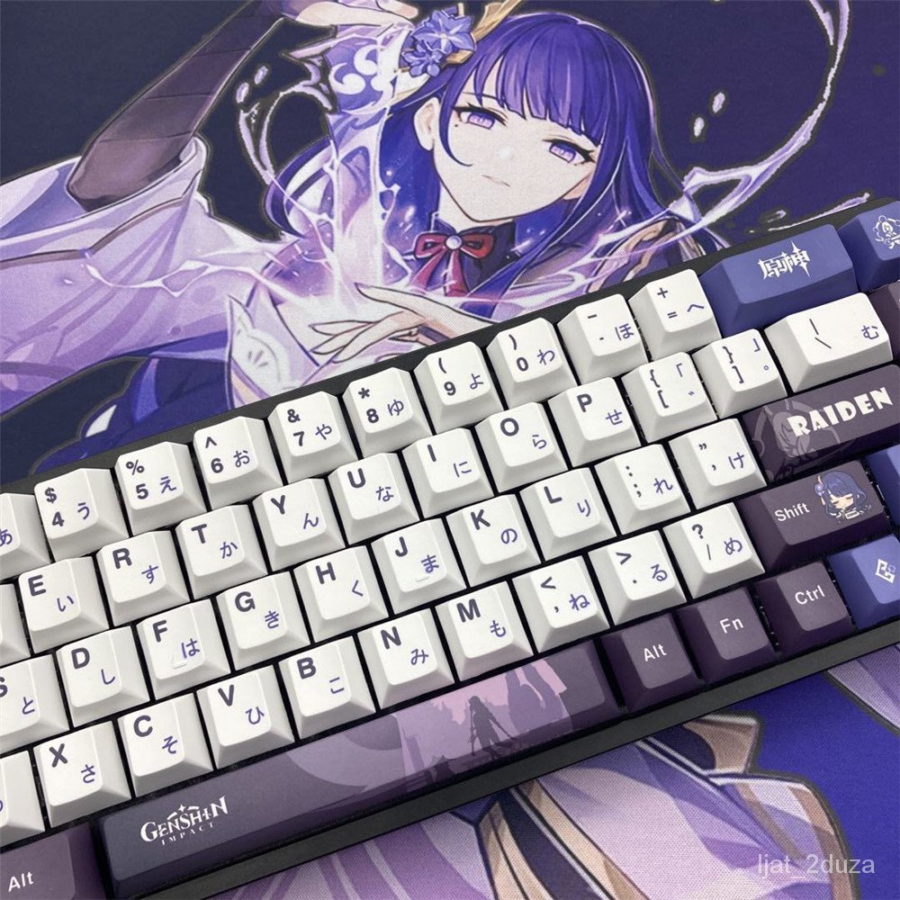 128Keys Genshin Impact Keycaps Raiden Shogun PBT Cherry Profile Games Key Cap For MX Switch Mechanic