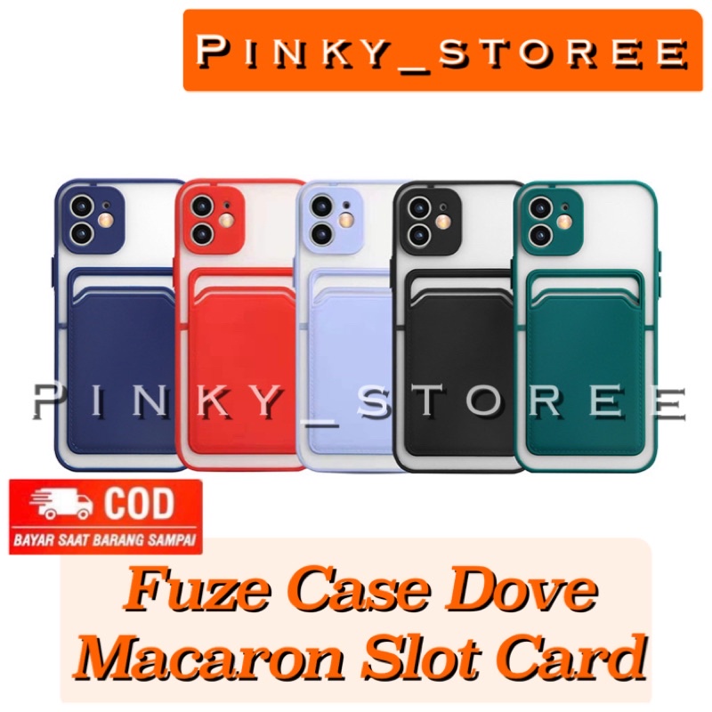 MACARON CASE SLOT CARD IPHONE 12/ 12PRO/ 12PRO MAX/ IPHONE 11/ 11PRO/ 11PRO MAX/ IPHONE 6/ 6+/ 7/ 7+/ 8/ 8+/ FUZE CASE DOVE MACARON SLOT KARTU