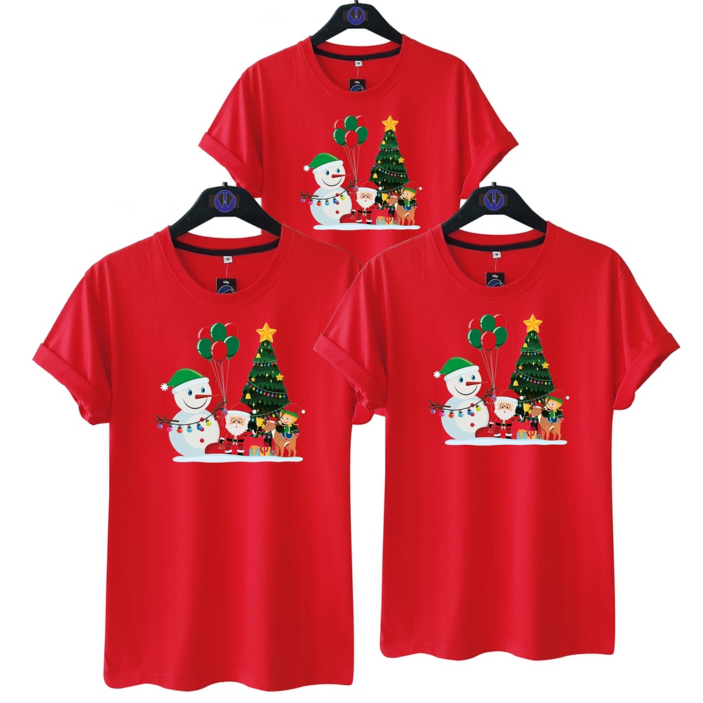 KAOS NATAL SNOWMAN SANTA DAN BALON NATAL KATUN COMBED 30S