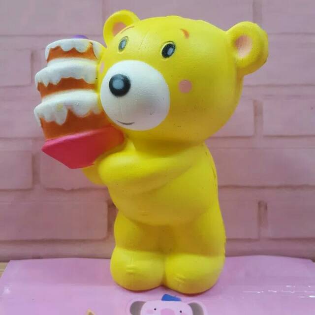 Jual Kado Murah Squishy Squisy Beruang Lucu Pegang Cake Kue Ultah Squisi Cute