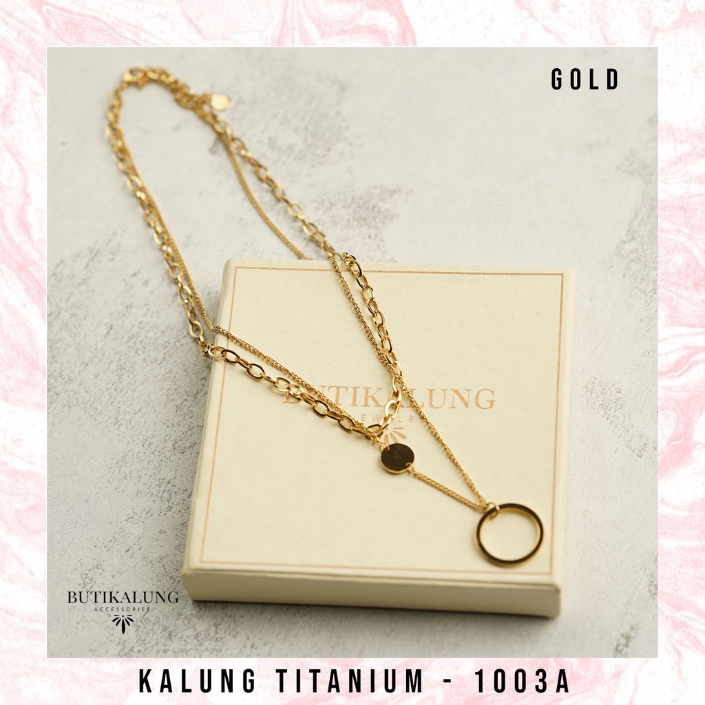 ELENA - Kalung Titanium Lapis Emas Necklace Perhiasan Tunangan Anti Karat Stainless 1003