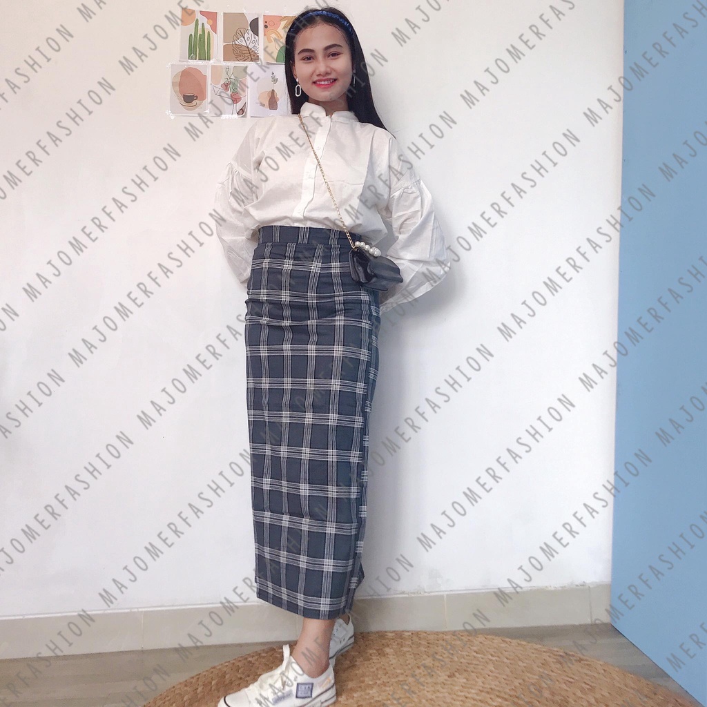 MAJOMER ® | ISHAK TARTAN LONG SKIRT - ROK PANJANG SEMI SPAN-RKJ-09 C