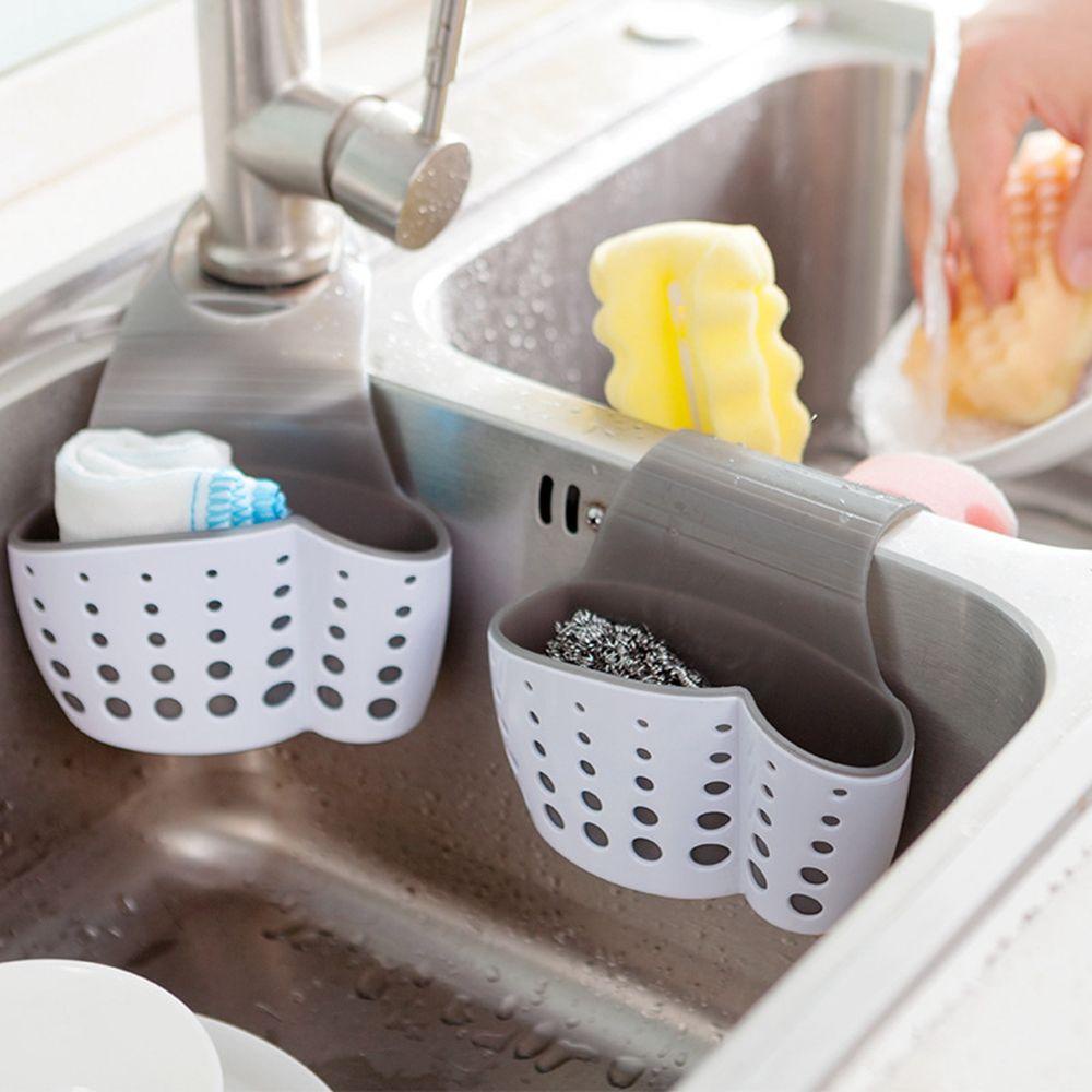 [Elegan] Sink Organizer Double Layer Sikat Piring Multifungsi Untuk Keran Kamar Mandi Menyimpan Penyimpanan Sabun Suction Sink Rack