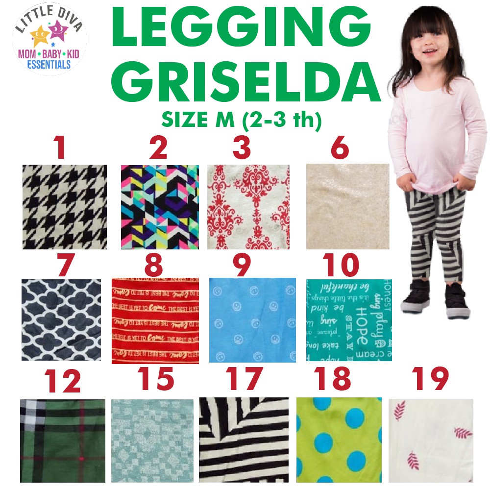 GRISELDA Legging Size M (2-3 th) XS Leging anak cewe lejing anak perempuan katun kaos gg