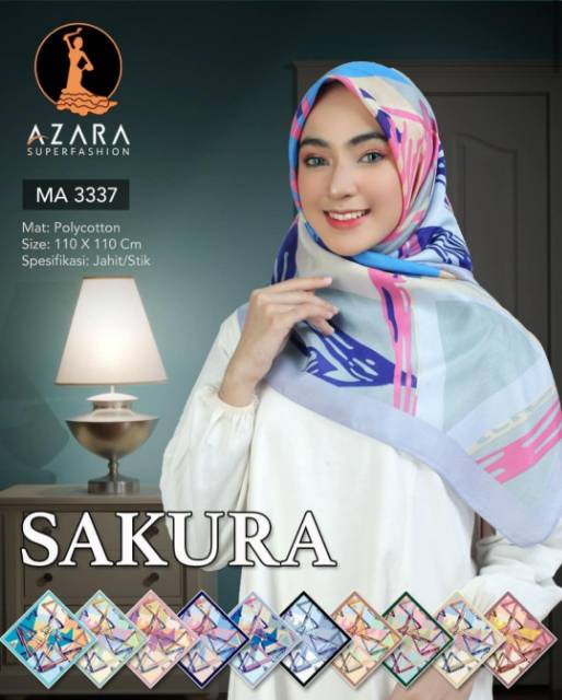 Jilbab segiempat motif / segi empat motif katun azara motif-5