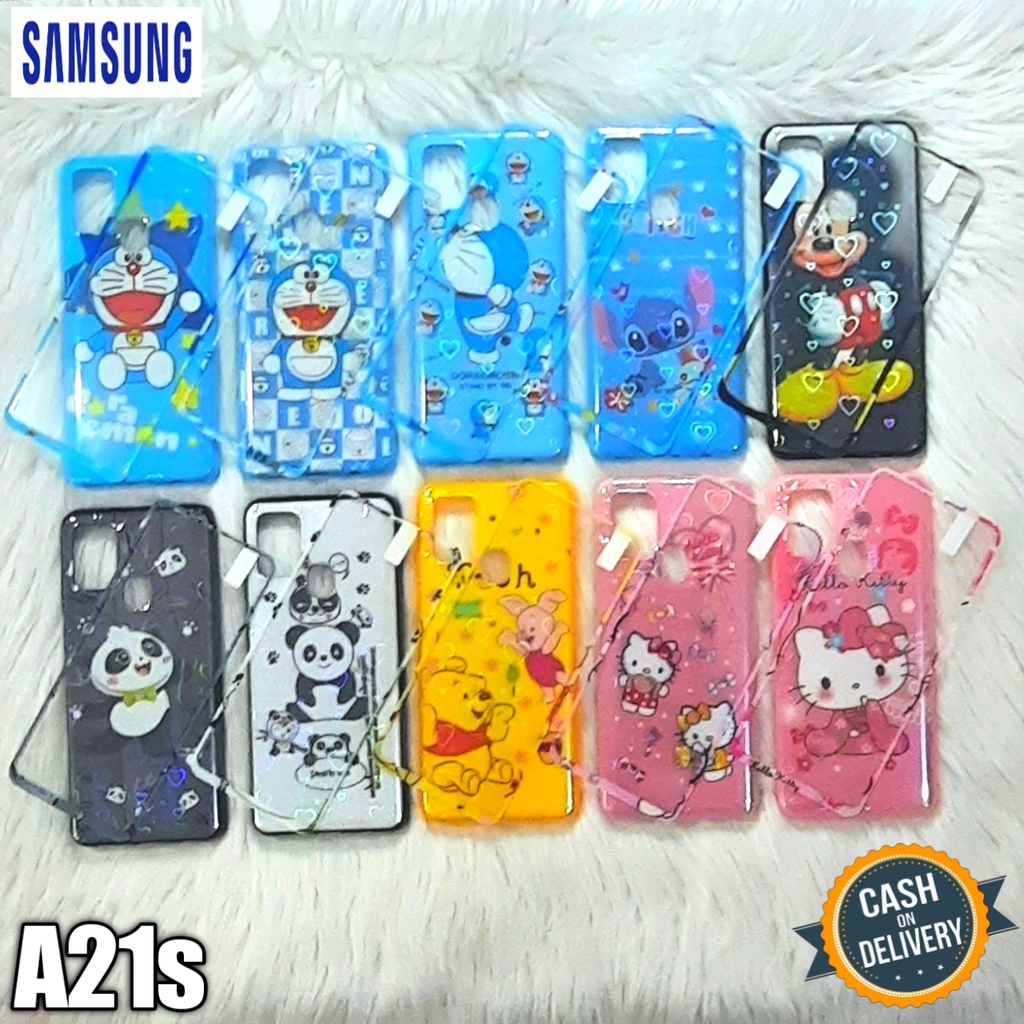 Casing Hp Samsung A21s Case Hp Silikon Hp + Tempered Glass Pelindung Hp Motif Lucu Dan Unik