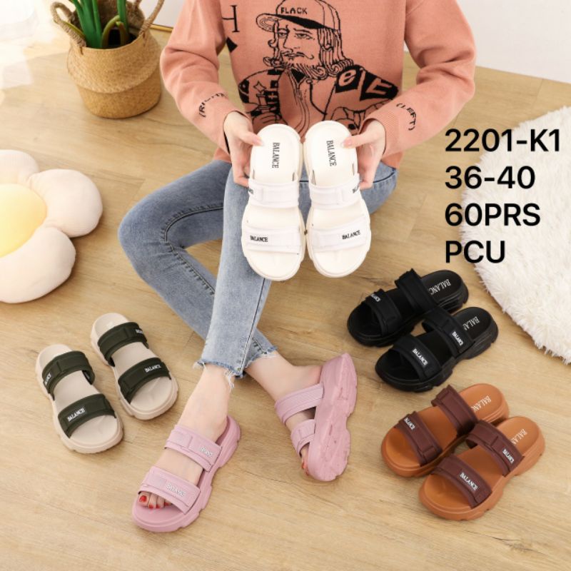 sandal karet wanita import sandal balance jsd-2201 tebal model terbaru