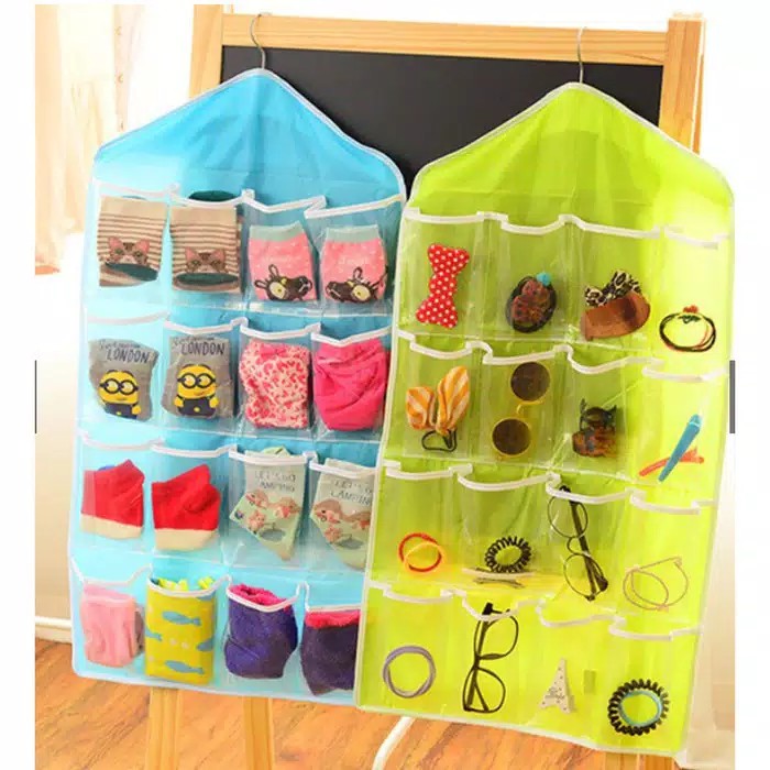 ♫ Megata ♫ A069 Pouch Hanging Organizer 16 Sekat Korean Set Tempat Celana Dalam Gantung