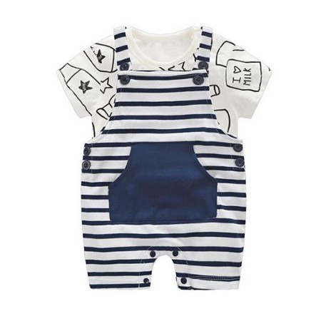 ROMPER LENGAN PENDEK BOTTLE NAVY BLUE STRIPE